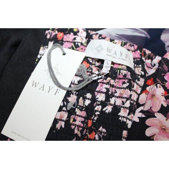 NWT Wayf Womens Black Floral Sleeveless Button Front Crop Top L - Picture 4 of 4